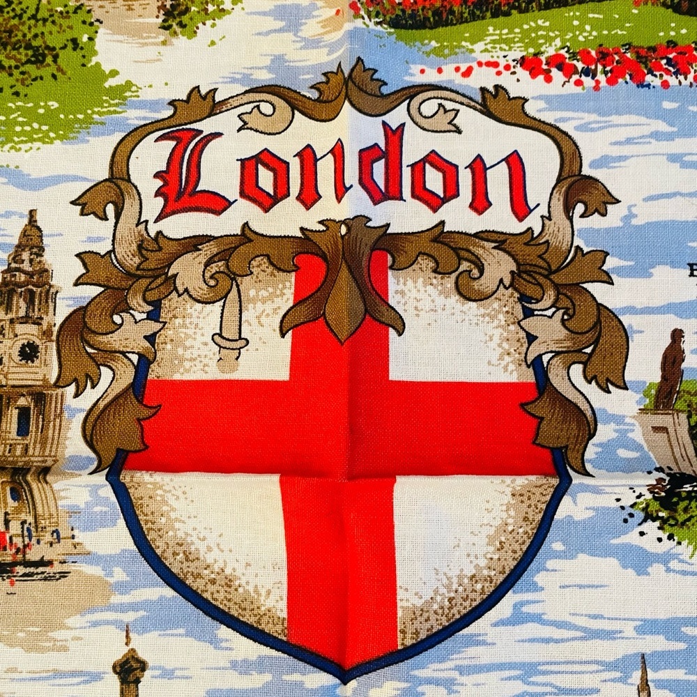 Vintage Cotton Tea Towel London Clive Mayor Souvenir Big Ben Buckingham Bridge - Picture 2 of 10